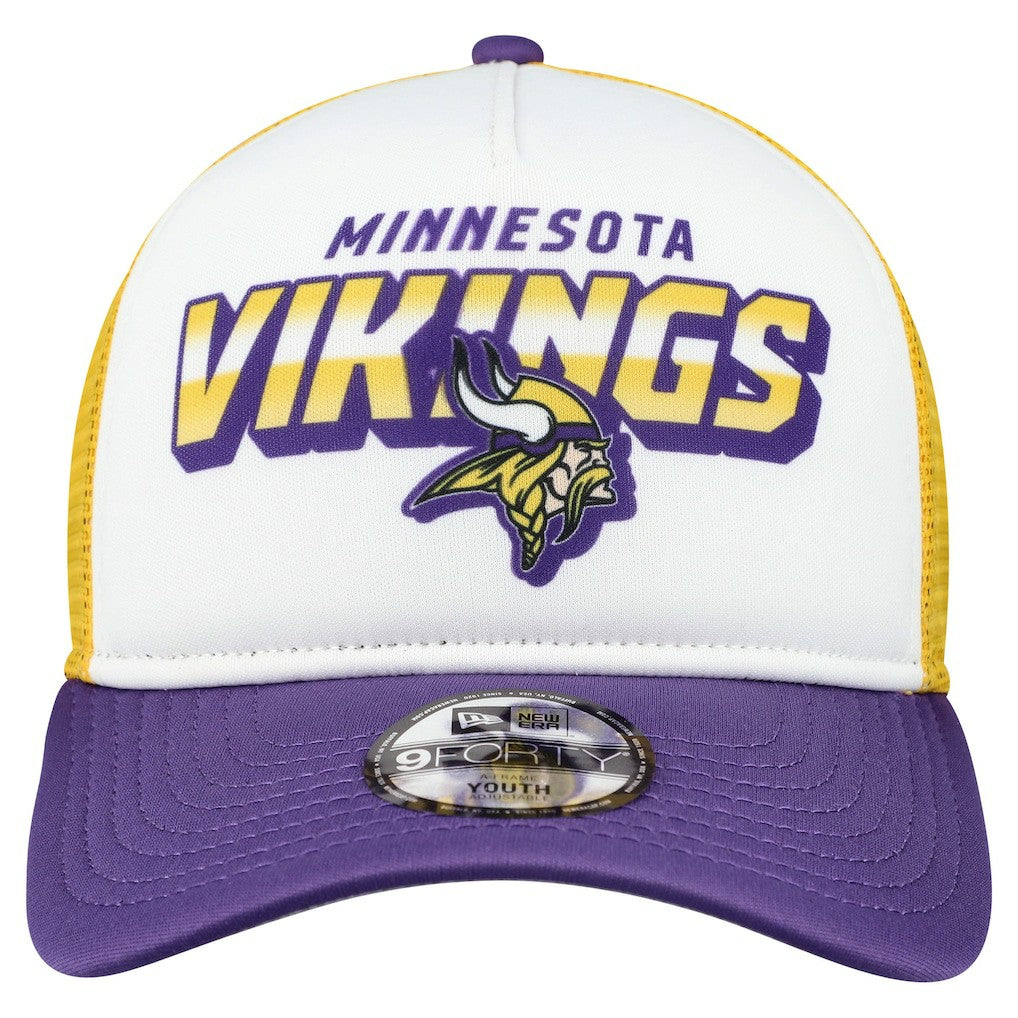 Minnesota Vikings New Era Youth Streak 9FORTY A-Frame Adjustable Hat White/Purple - NFL
