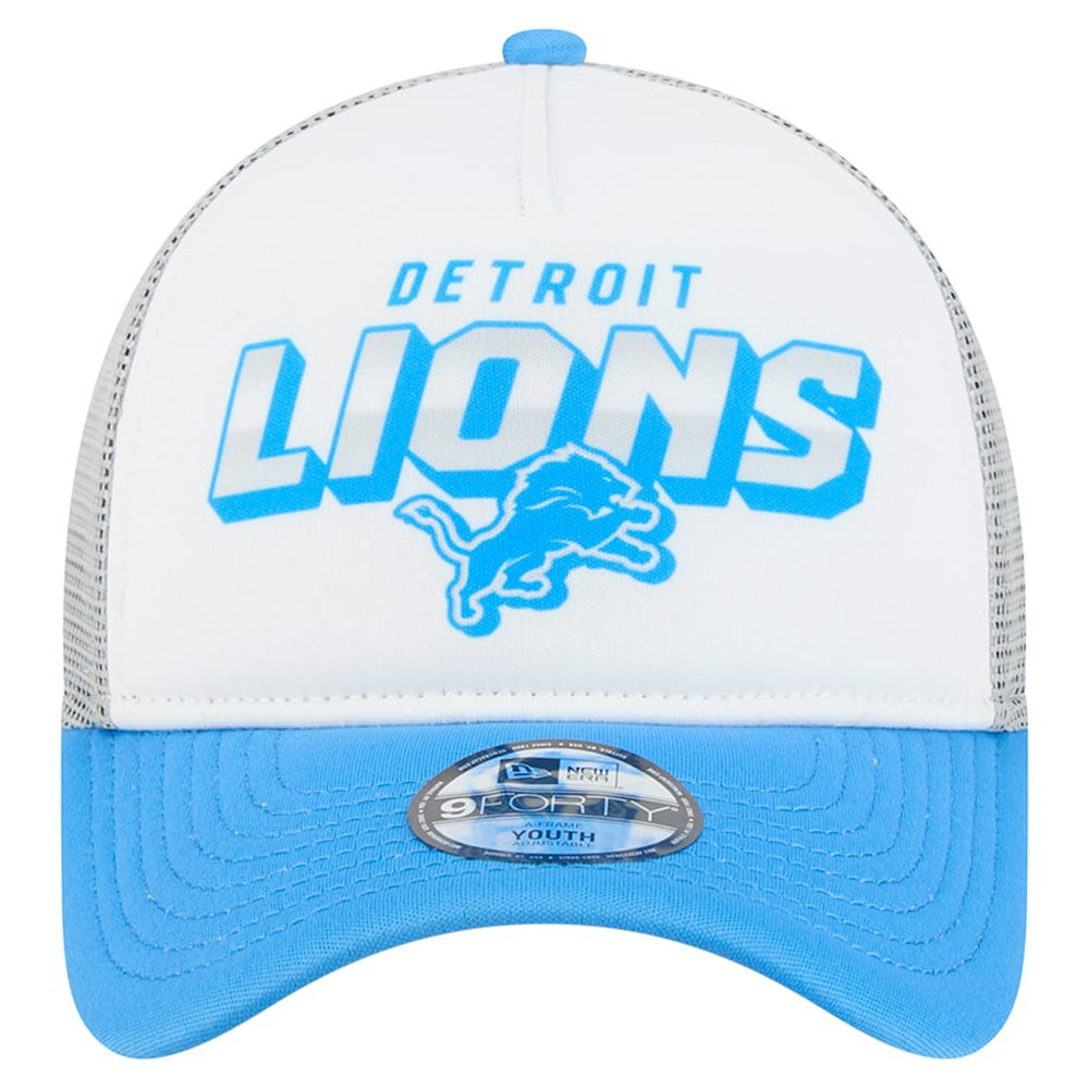 Detroit Lions New Era Youth Streak 9FORTY A-Frame Adjustable Hat White/Blue - NFL