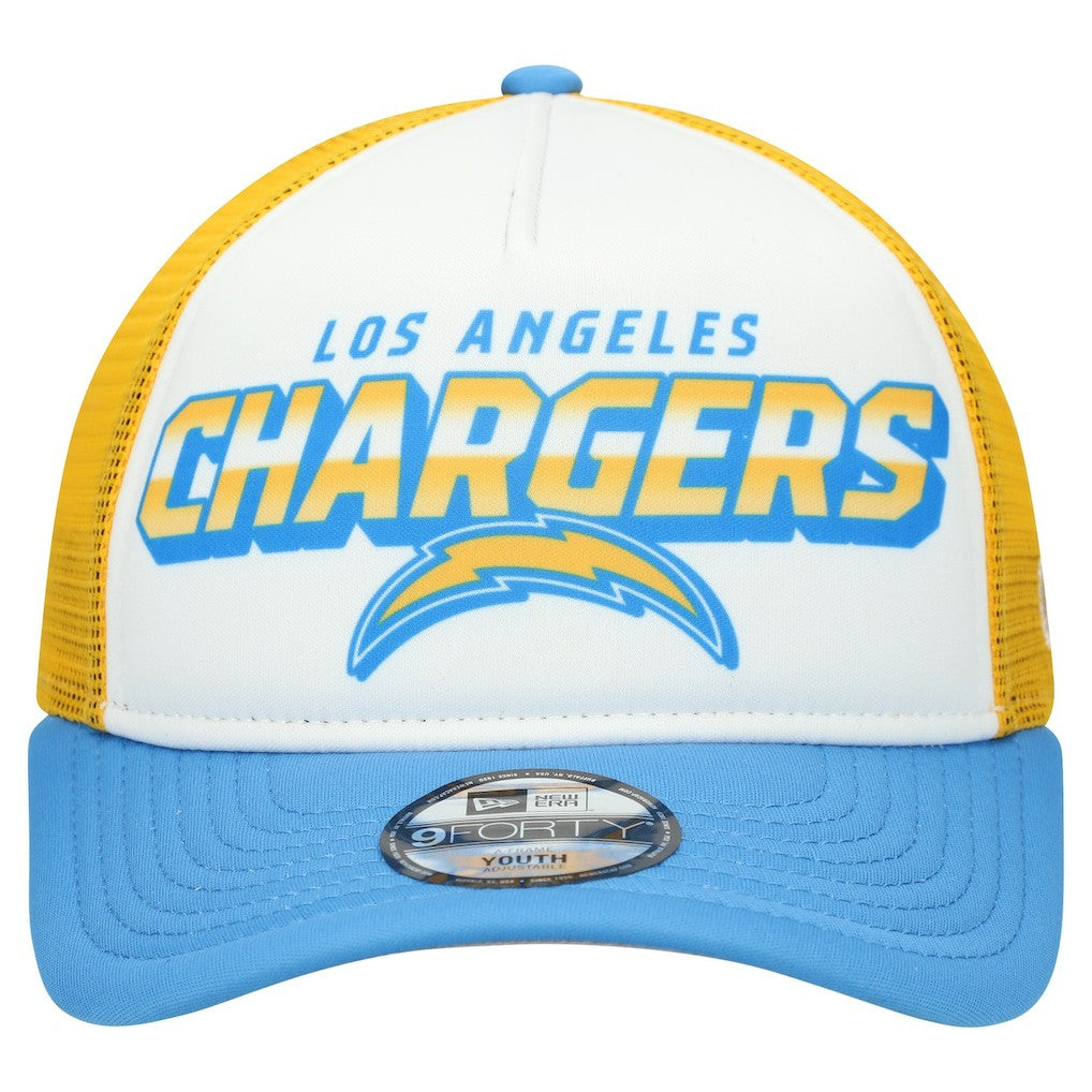 Los Angeles Chargers New Era Youth Streak 9FORTY A-Frame Adjustable Hat White/Powder Blue - NFL