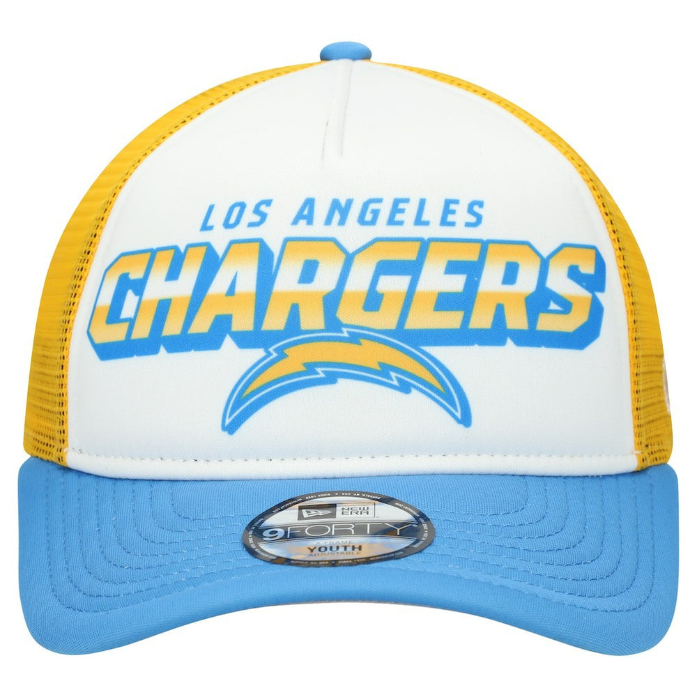 Los Angeles Chargers New Era Youth Streak 9FORTY A-Frame Adjustable Hat White/Powder Blue - NFL