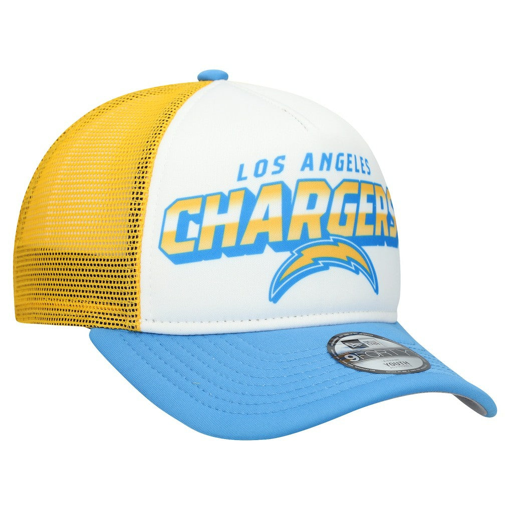 Los Angeles Chargers New Era Youth Streak 9FORTY A-Frame Adjustable Hat White/Powder Blue - NFL