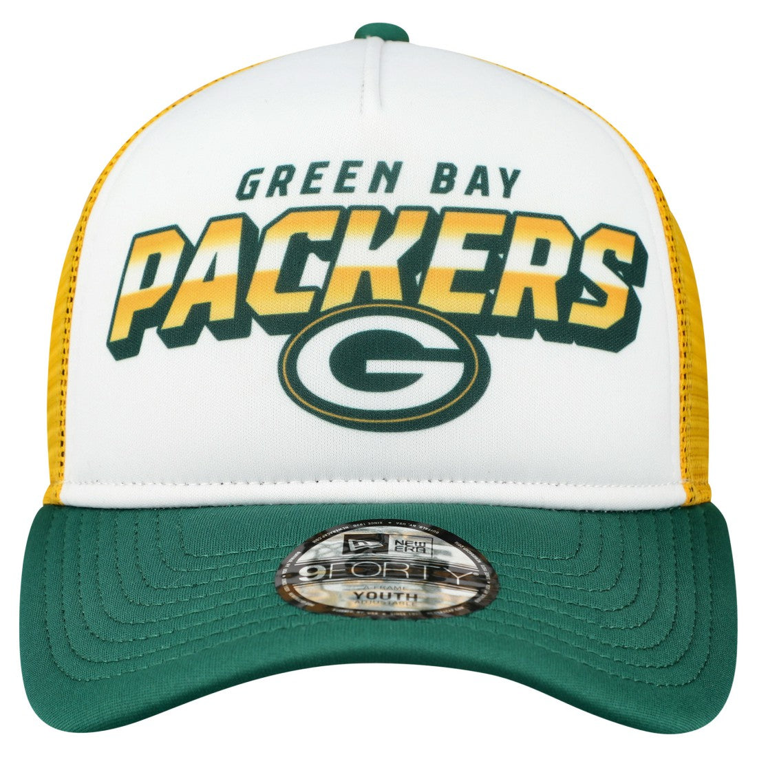 Green Bay Packers New Era Youth Streak 9FORTY A-Frame Adjustable Hat White/Green - NFL