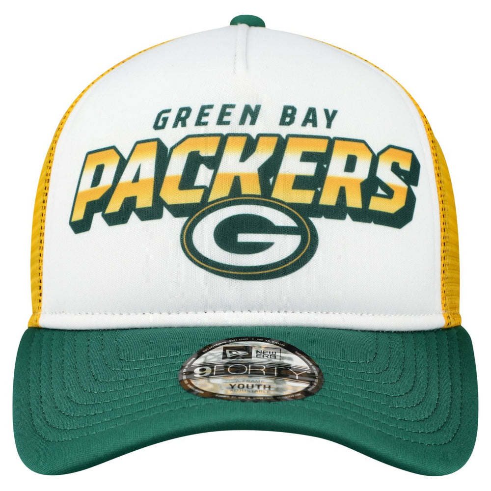 Green Bay Packers New Era Youth Streak 9FORTY A-Frame Adjustable Hat White/Green - NFL