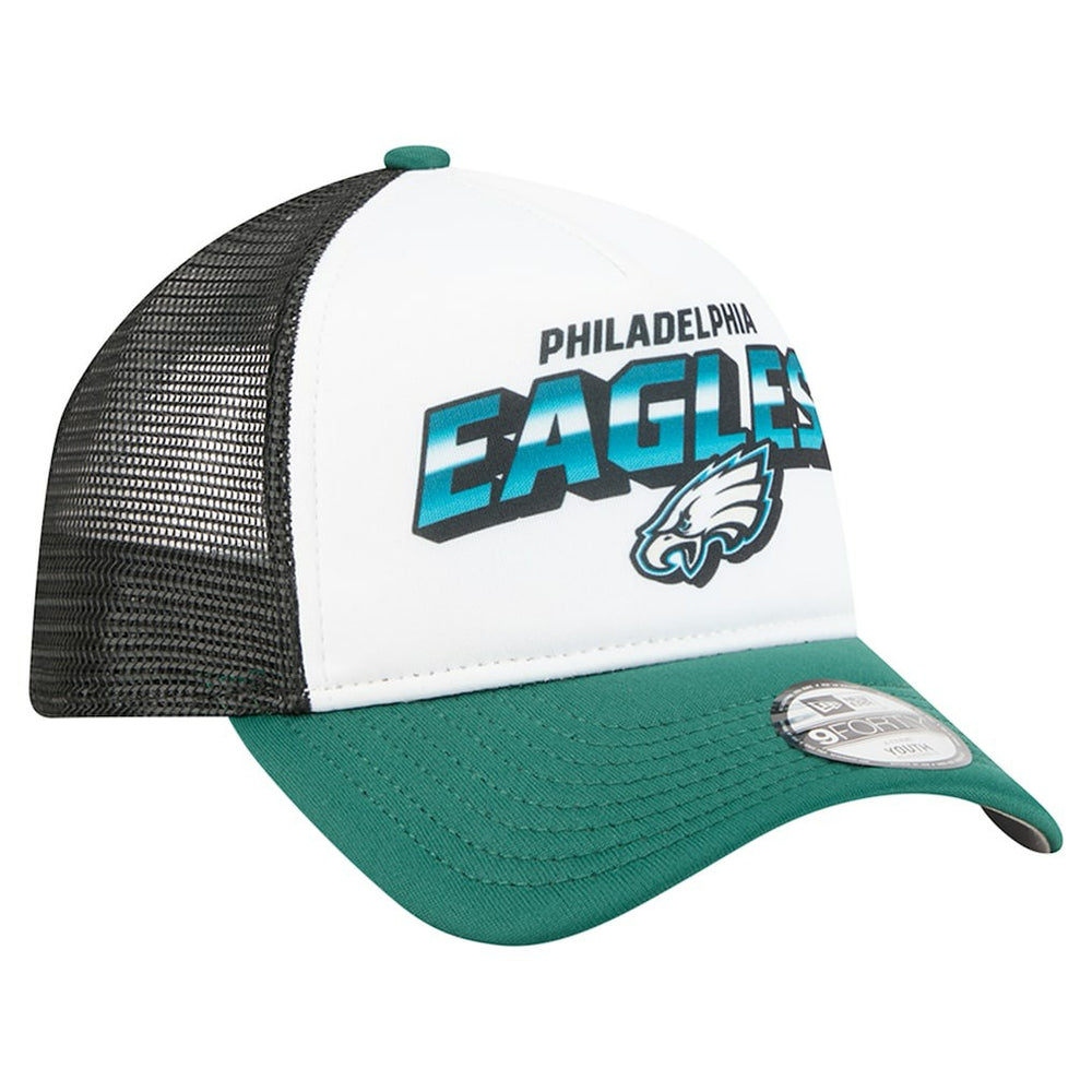 Philadelphia Eagles New Era Youth Streak 9FORTY A-Frame Adjustable Hat White/Green - NFL