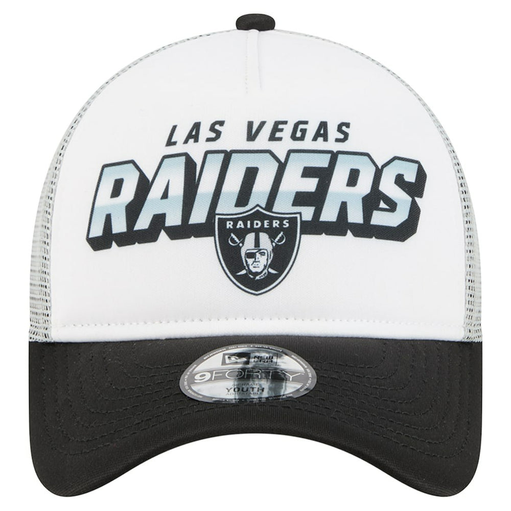Las Vegas Raiders New Era Youth Streak 9FORTY A-Frame Adjustable Hat White/Black - NFL