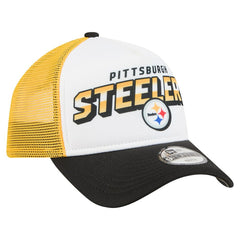 Pittsburgh Steelers New Era Youth Streak 9FORTY A-Frame Adjustable Hat White/Black - NFL