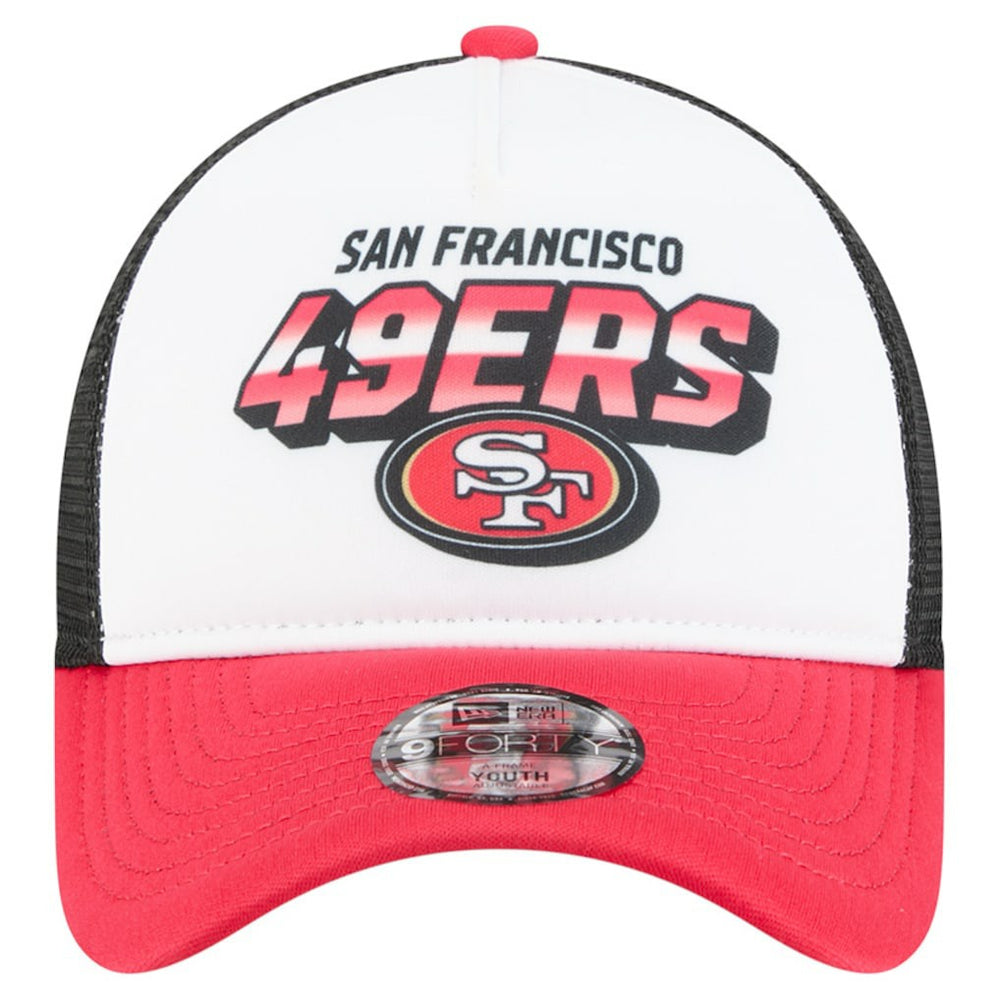 San Francisco 49ers New Era Youth Streak 9FORTY A-Frame Adjustable Hat White/Scarlet - NFL
