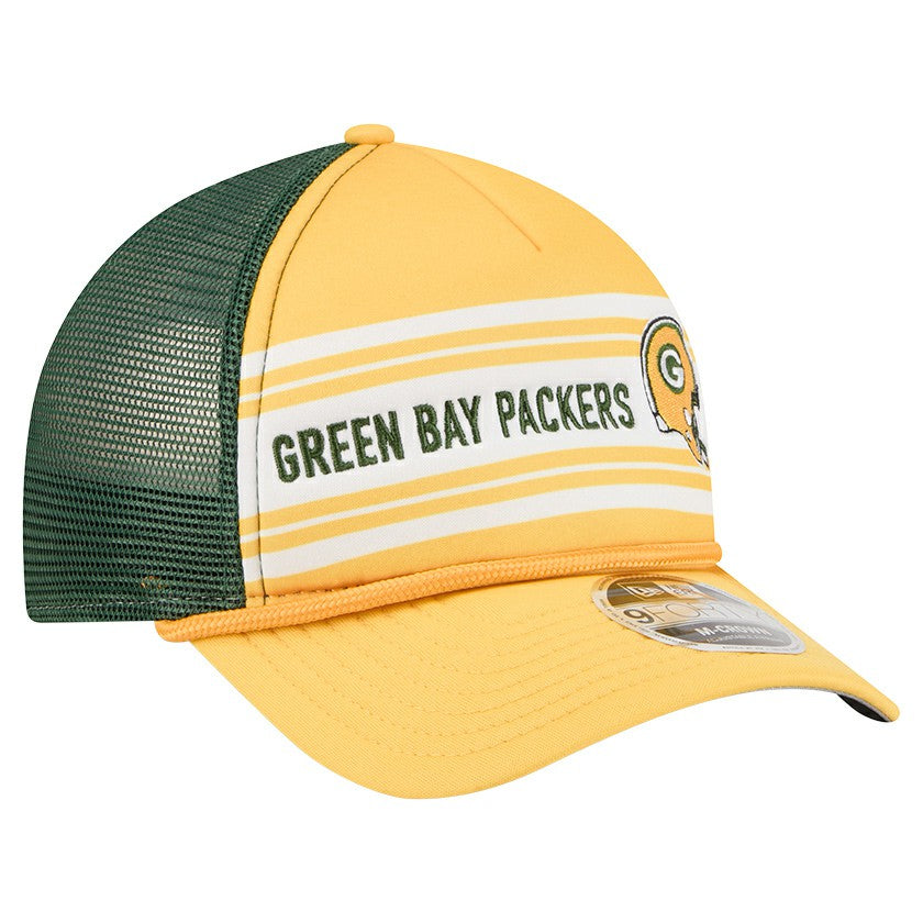 Green Bay Packers New Era Linear A-Frame 9FORTY Adjustable Hat Gold - NFL