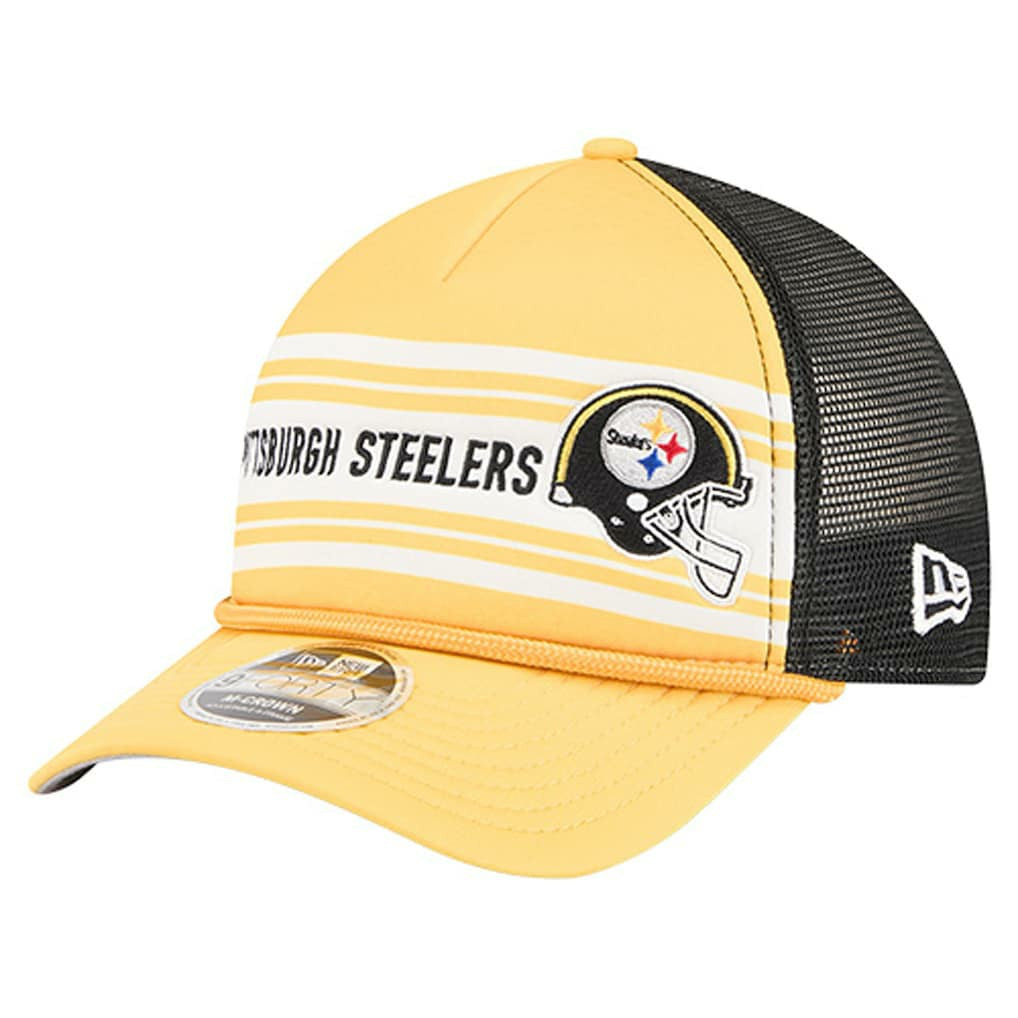 Pittsburgh Steelers New Era Linear A-Frame 9FORTY Adjustable Hat Gold - NFL