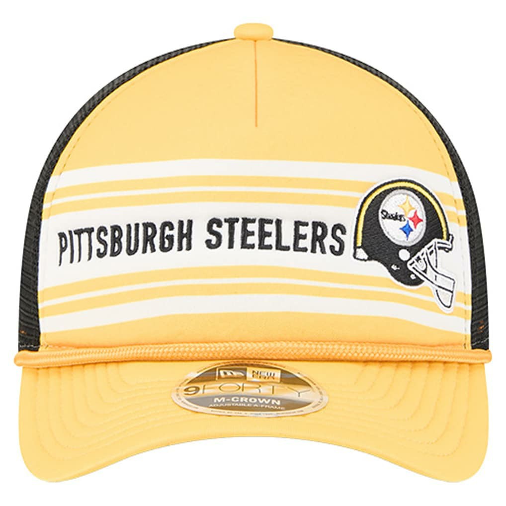 Pittsburgh Steelers New Era Linear A-Frame 9FORTY Adjustable Hat Gold - NFL