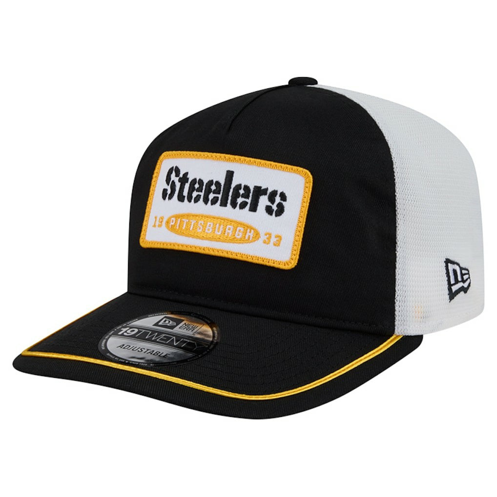 Pittsburgh Steelers New Era Patch 19TWENTY Adjustable Hat Black/White - NFL
