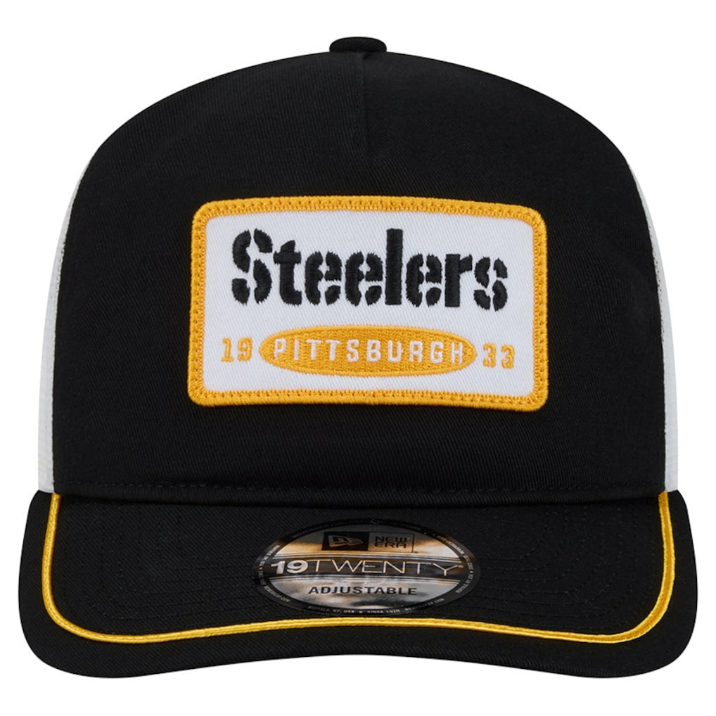 Pittsburgh Steelers New Era Patch 19TWENTY Adjustable Hat Black/White - NFL