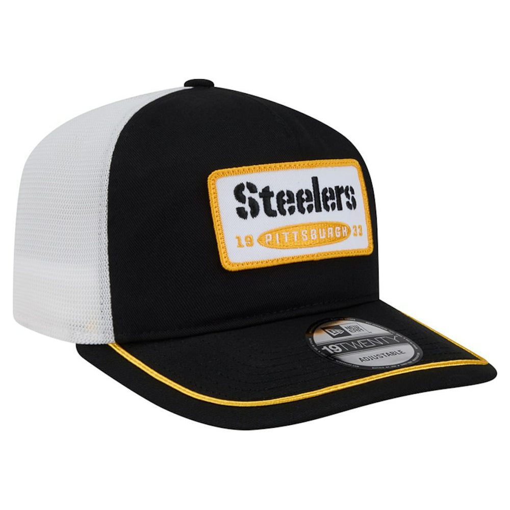 Pittsburgh Steelers New Era Patch 19TWENTY Adjustable Hat Black/White - NFL