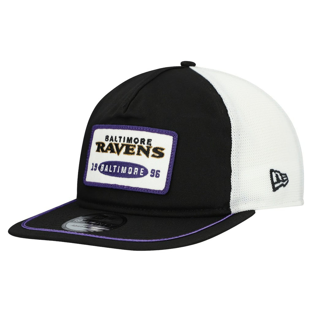 Baltimore Ravens New Era Patch 19TWENTY Adjustable Hat Black/White - NFL
