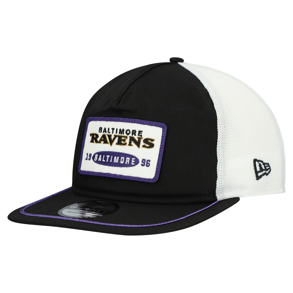 Baltimore Ravens New Era Patch 19TWENTY Adjustable Hat Black/White - NFL