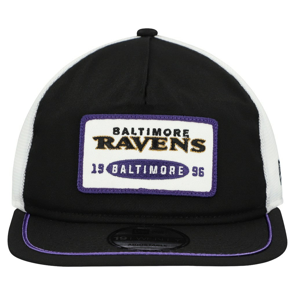 Baltimore Ravens New Era Patch 19TWENTY Adjustable Hat Black/White - NFL