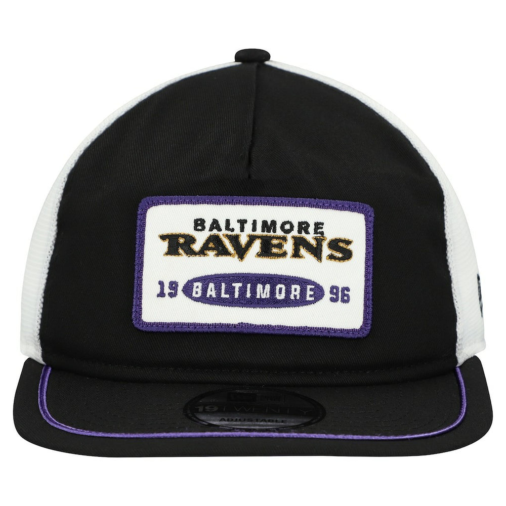 Baltimore Ravens New Era Patch 19TWENTY Adjustable Hat Black/White - NFL