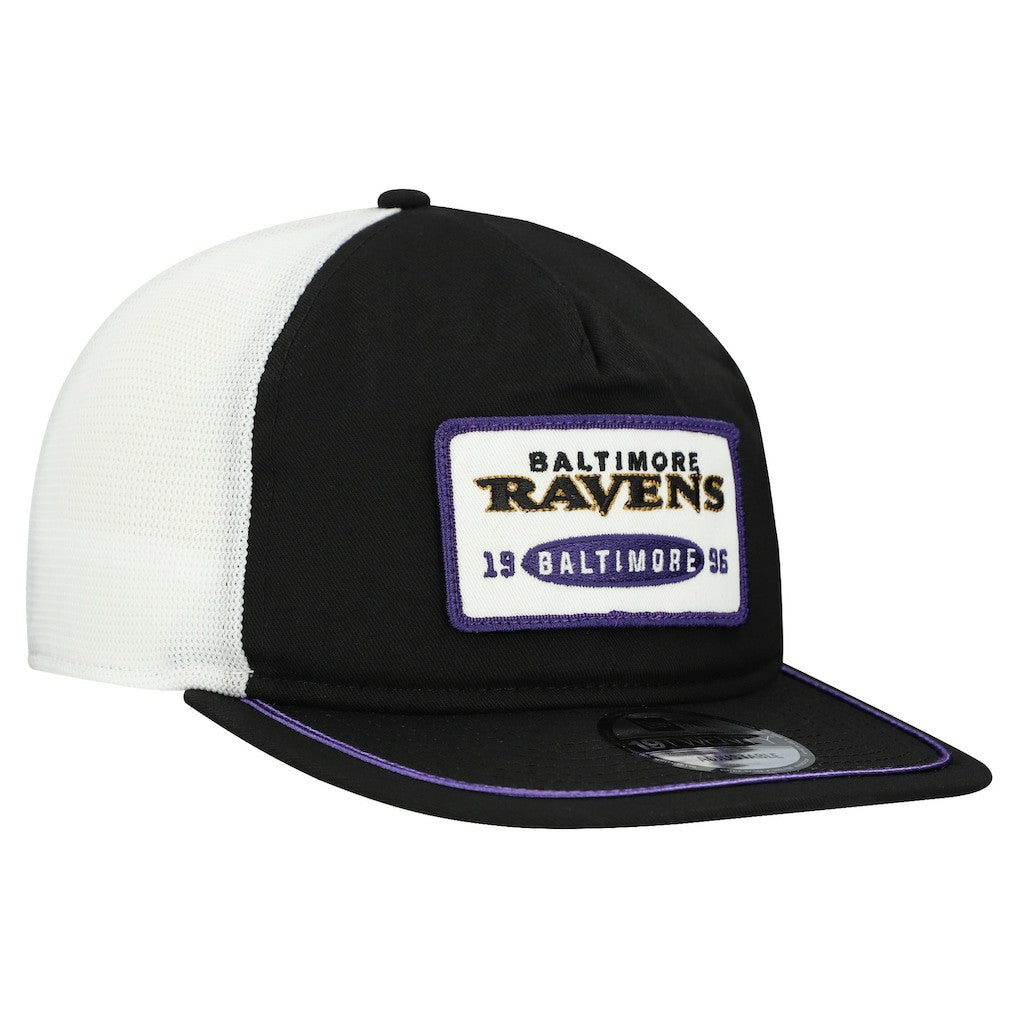 Baltimore Ravens New Era Patch 19TWENTY Adjustable Hat Black/White - NFL