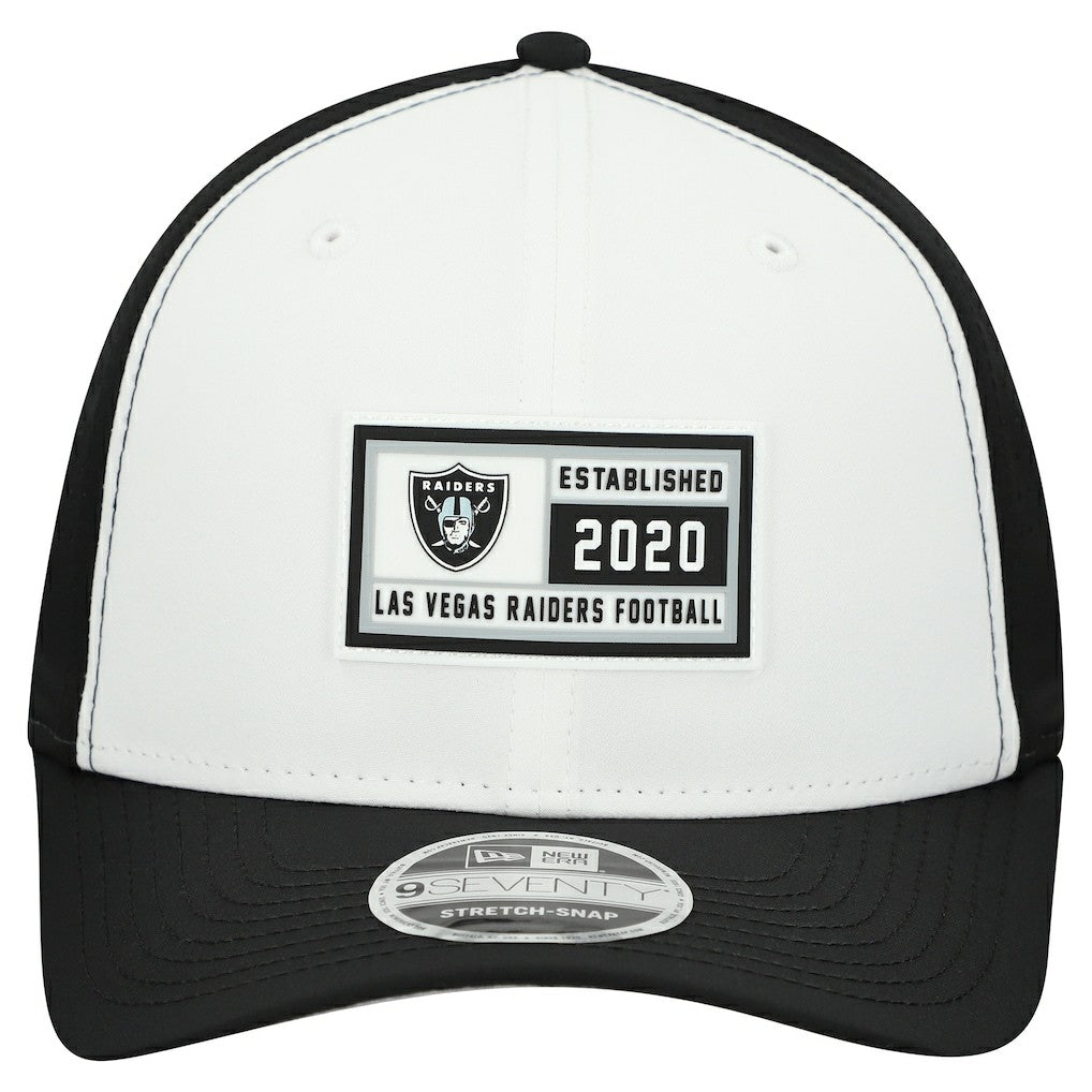Las Vegas Raiders New Era Established Patch 9SEVENTY Adjustable Hat White/Black - NFL
