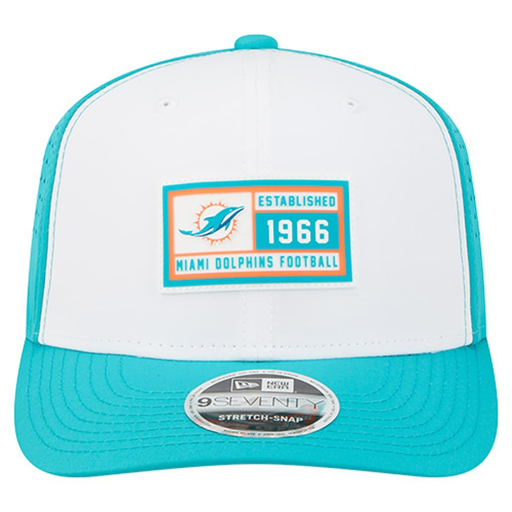 Miami Dolphins New Era Established Patch 9SEVENTY Adjustable Hat White/Aqua - NFL