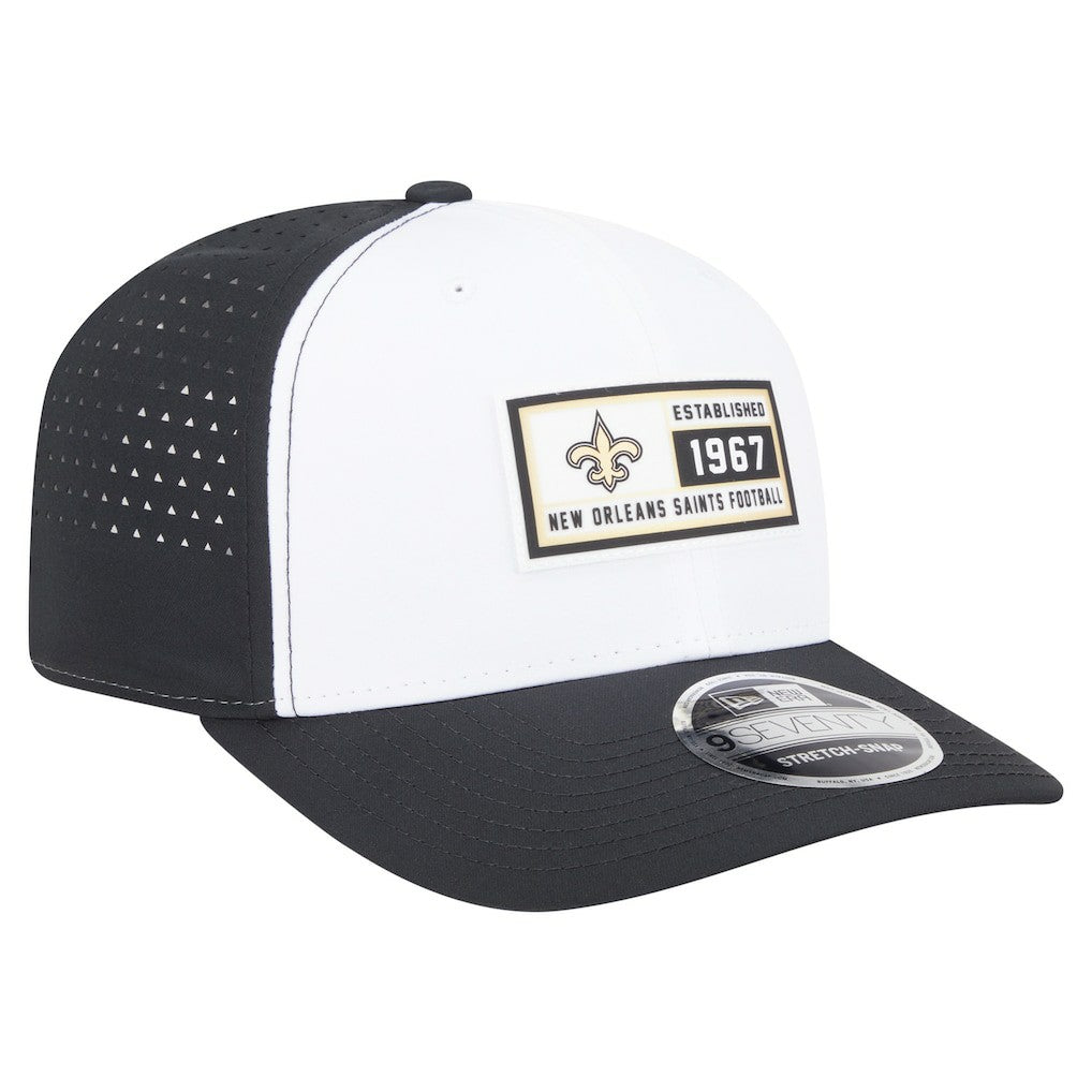 New Orleans Saints New Era Established Patch 9SEVENTY Adjustable Hat White/Black - NFL
