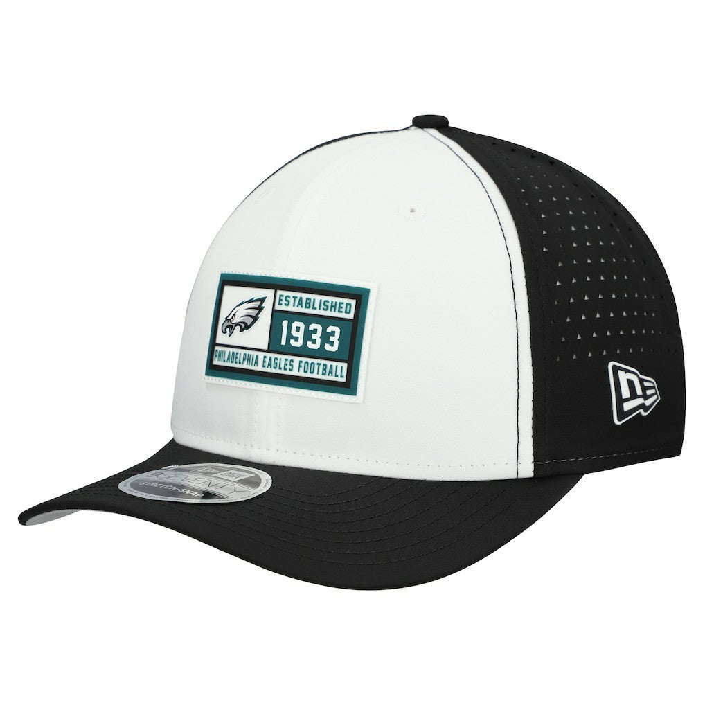 Philadelphia Eagles New Era Established Patch 9SEVENTY Adjustable Hat White/Black - NFL