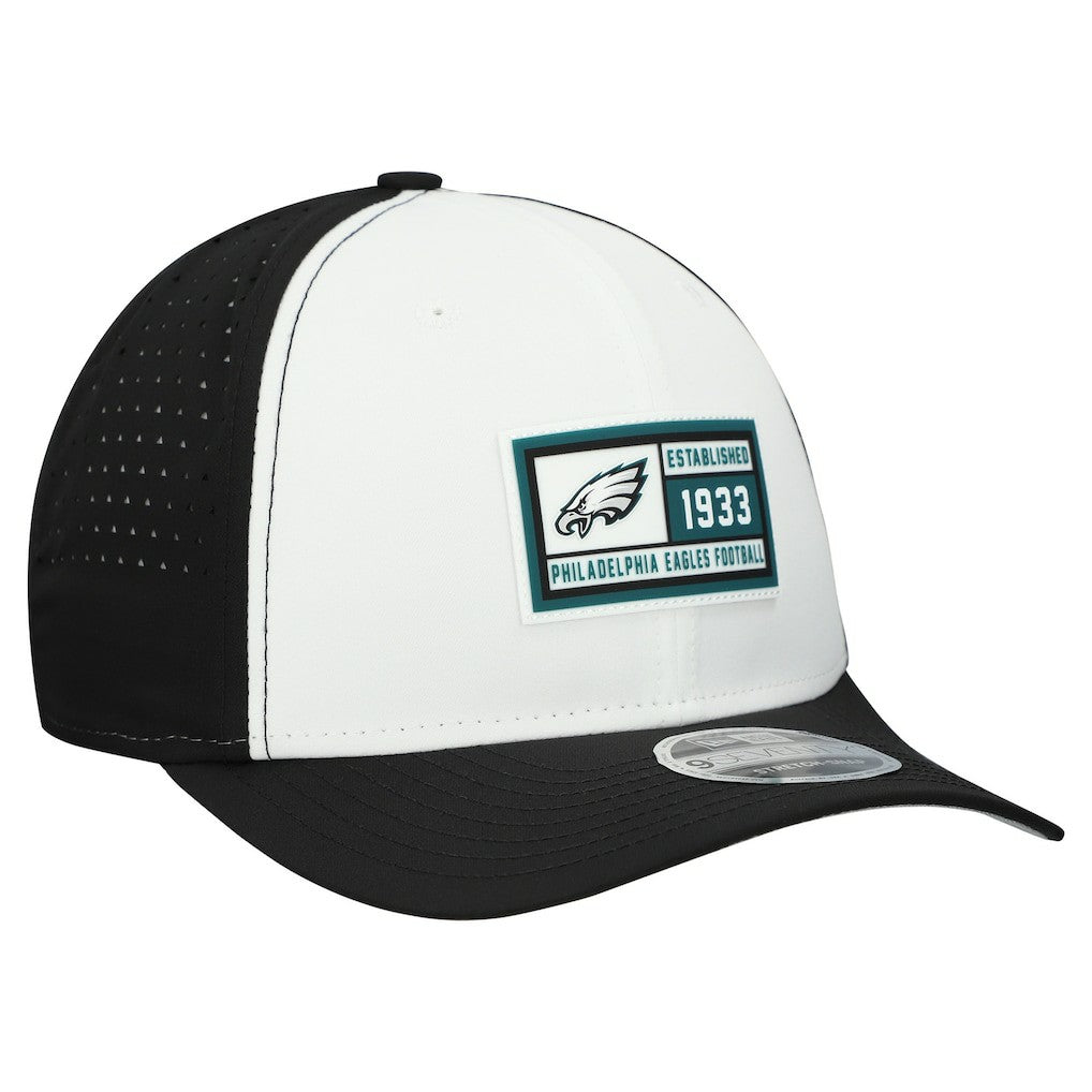 Philadelphia Eagles New Era Established Patch 9SEVENTY Adjustable Hat White/Black - NFL