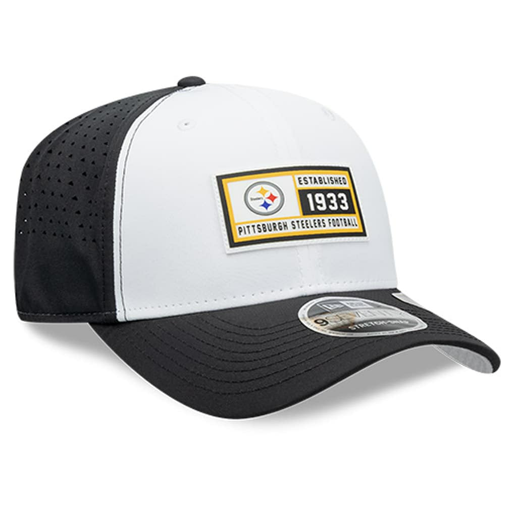 Pittsburgh Steelers New Era Established Patch 9SEVENTY Adjustable Hat White/Black - NFL