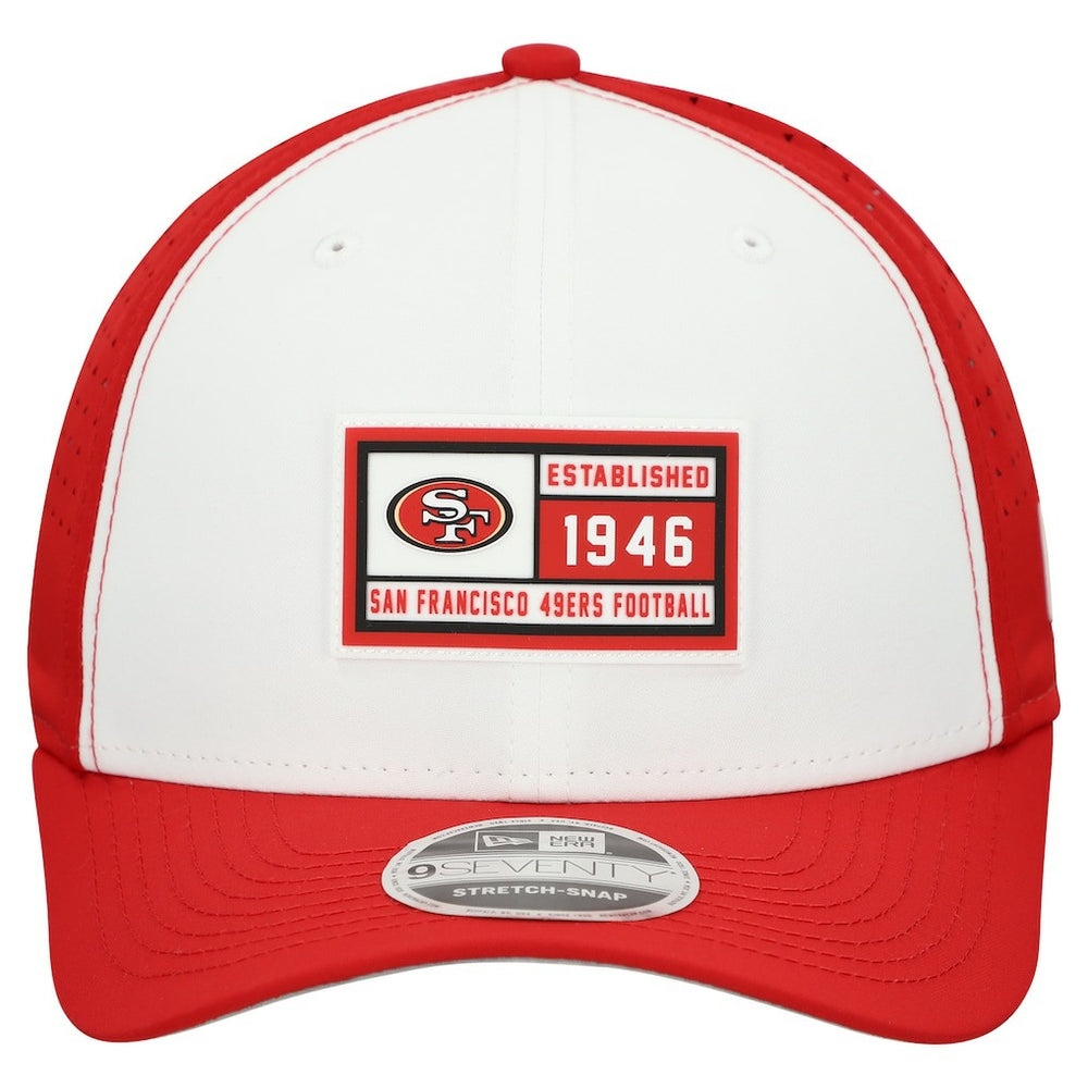 San Francisco 49ers New Era Established Patch 9SEVENTY Adjustable Hat White/Scarlet - NFL