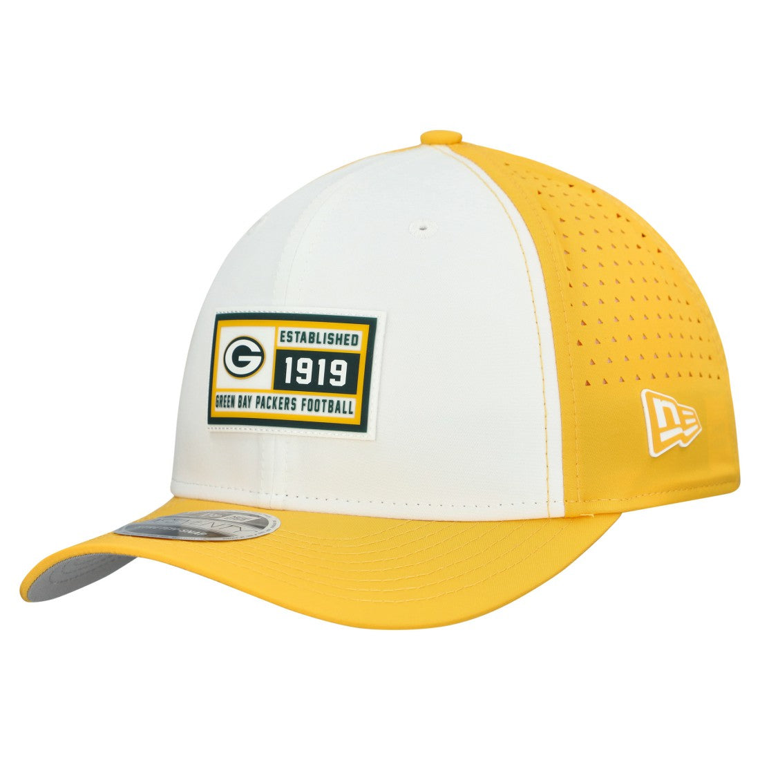 Green Bay Packers New Era Established Patch 9SEVENTY Adjustable Hat White/Gold - NFL