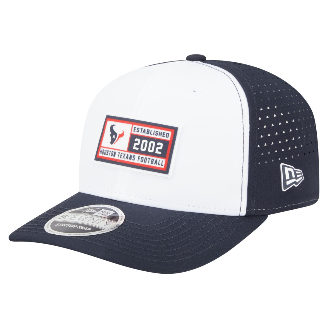 Houston Texans New Era Established Patch 9SEVENTY Adjustable Hat White/Navy - NFL