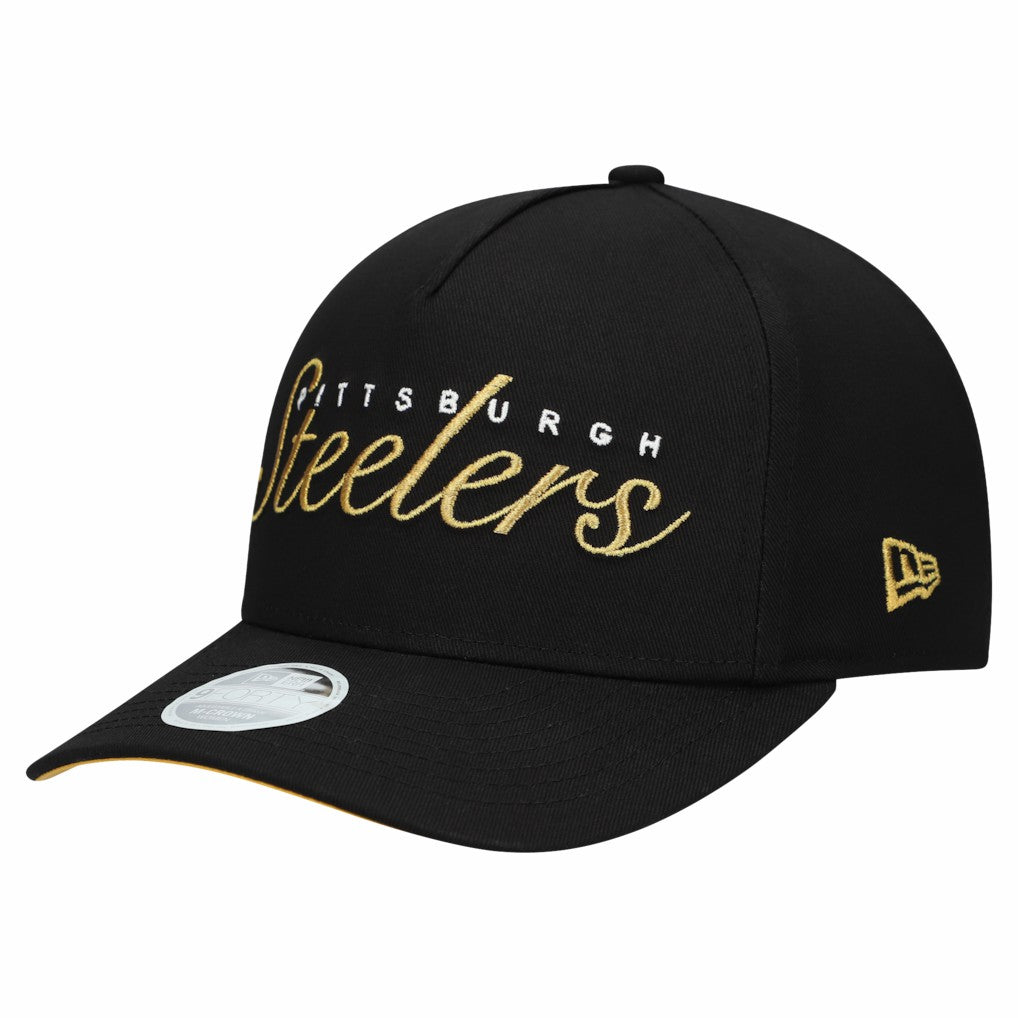 Pittsburgh Steelers New Era Women's Metallic 9FORTY M-Crown A-Frame Adjustable Hat Black - NFL