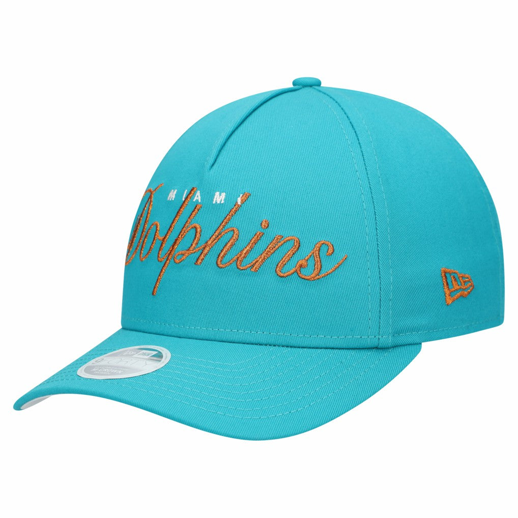 Miami Dolphins New Era Women's Metallic 9FORTY M-Crown A-Frame Adjustable Hat Aqua - NFL