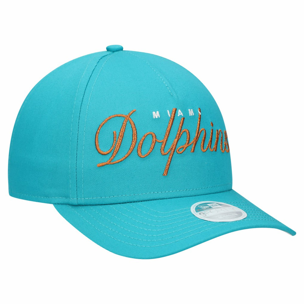 Miami Dolphins New Era Women's Metallic 9FORTY M-Crown A-Frame Adjustable Hat Aqua - NFL