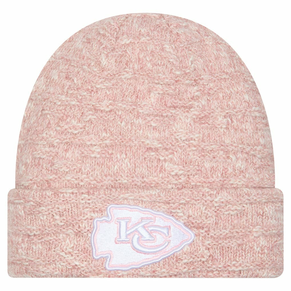 Kansas City Chiefs New Era Women's Metallic Cuffed Knit Hat Pink - NFL