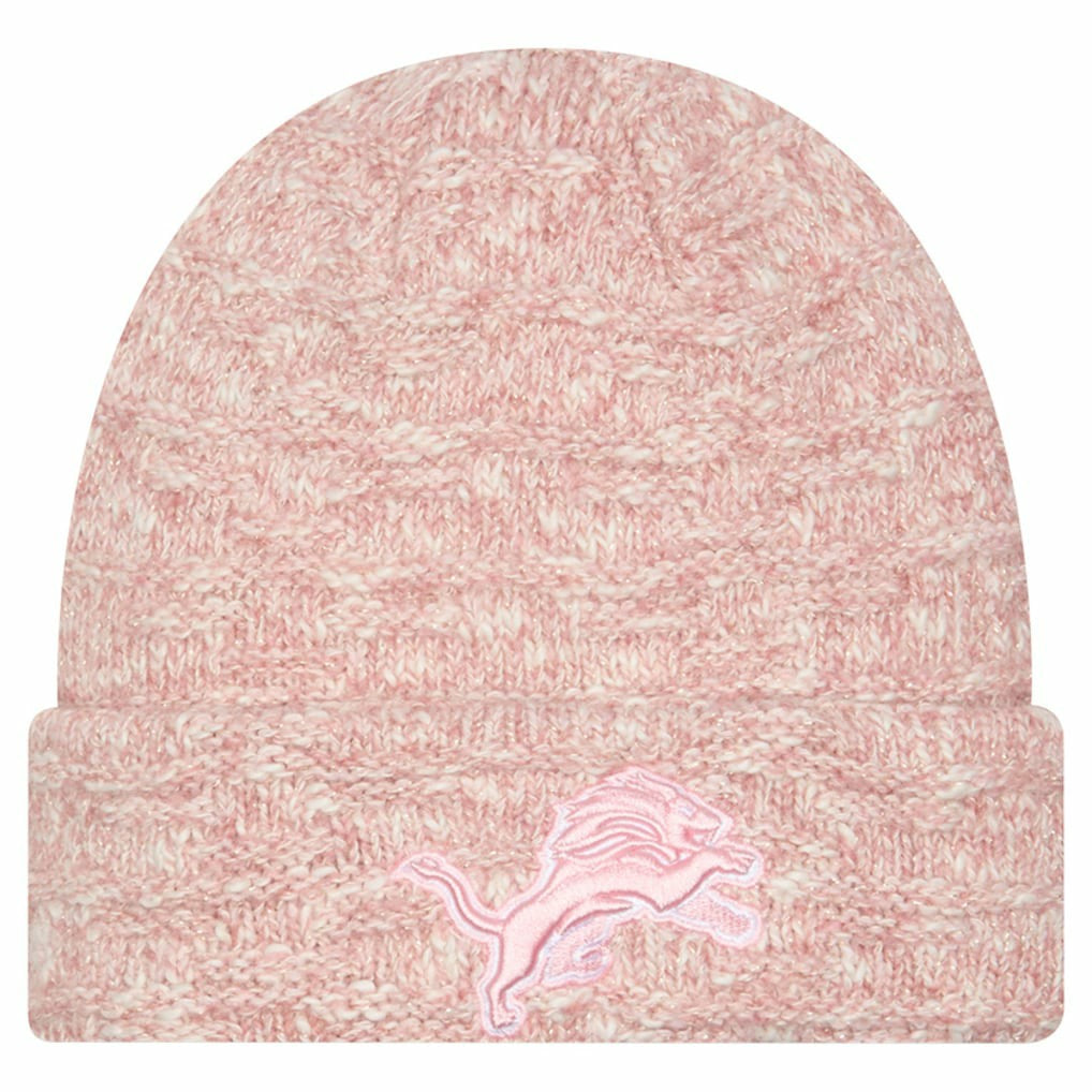 Detroit Lions New Era Women's Metallic Cuffed Knit Hat Pink - NFL