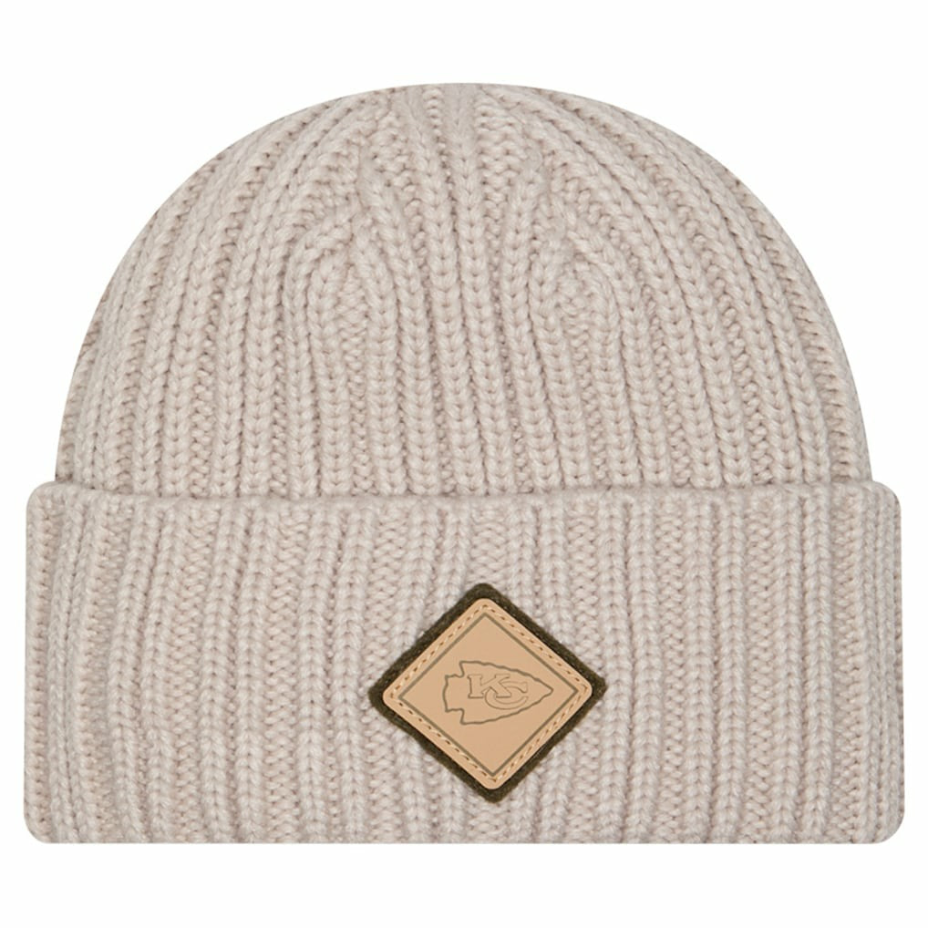 Kansas City Chiefs New Era Logo Applique Cuffed Knit Hat Light Beige - NFL