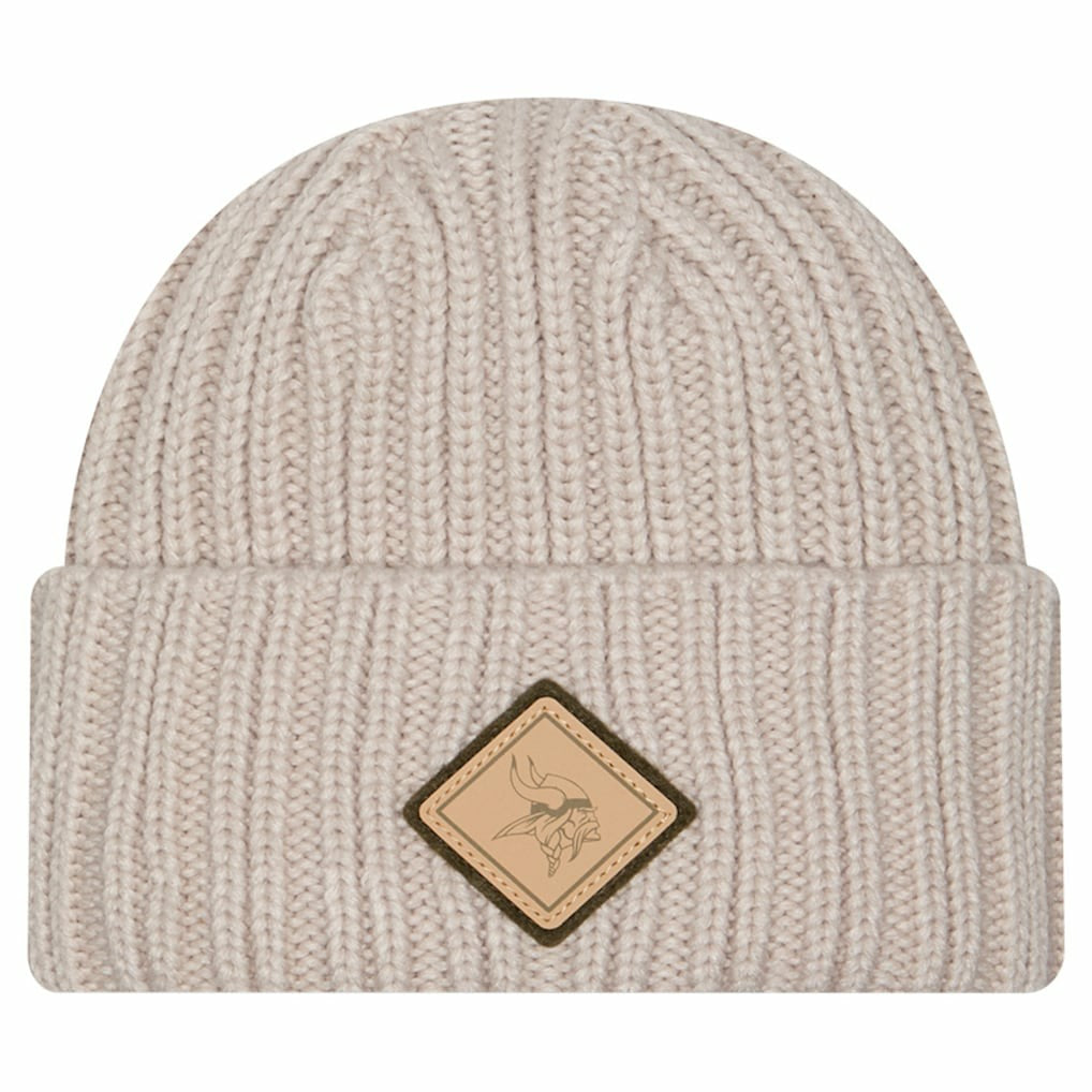 Minnesota Vikings New Era Logo Applique Cuffed Knit Hat Light Beige - NFL