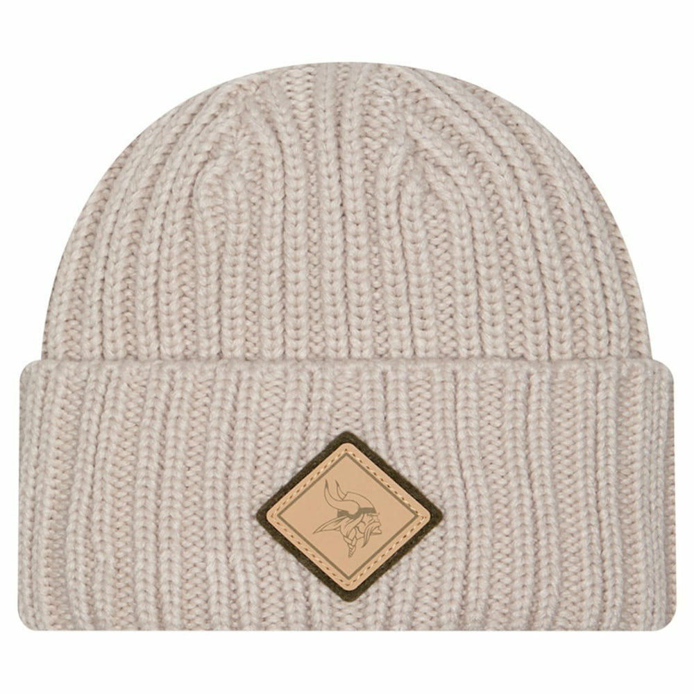 Minnesota Vikings New Era Logo Applique Cuffed Knit Hat Light Beige - NFL