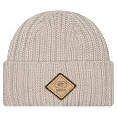 Green Bay Packers New Era Logo Applique Cuffed Knit Hat Light Beige - NFL