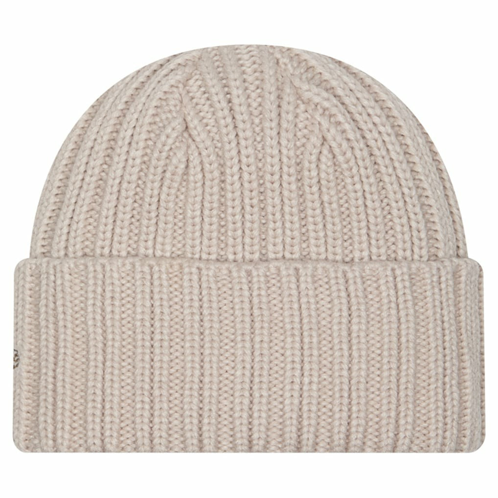 Miami Dolphins New Era Logo Applique Cuffed Knit Hat Light Beige - NFL
