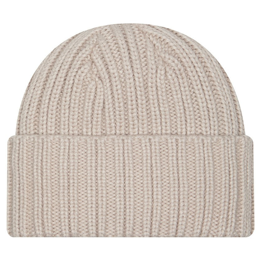New York Jets New Era Logo Applique Cuffed Knit Hat Light Beige - NFL