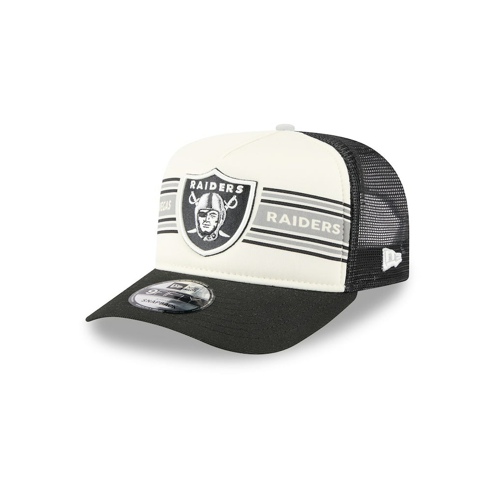 Las Vegas Raiders New Era Banner A-Frame 9FIFTY Trucker Snapback Hat Cream/Black - NFL