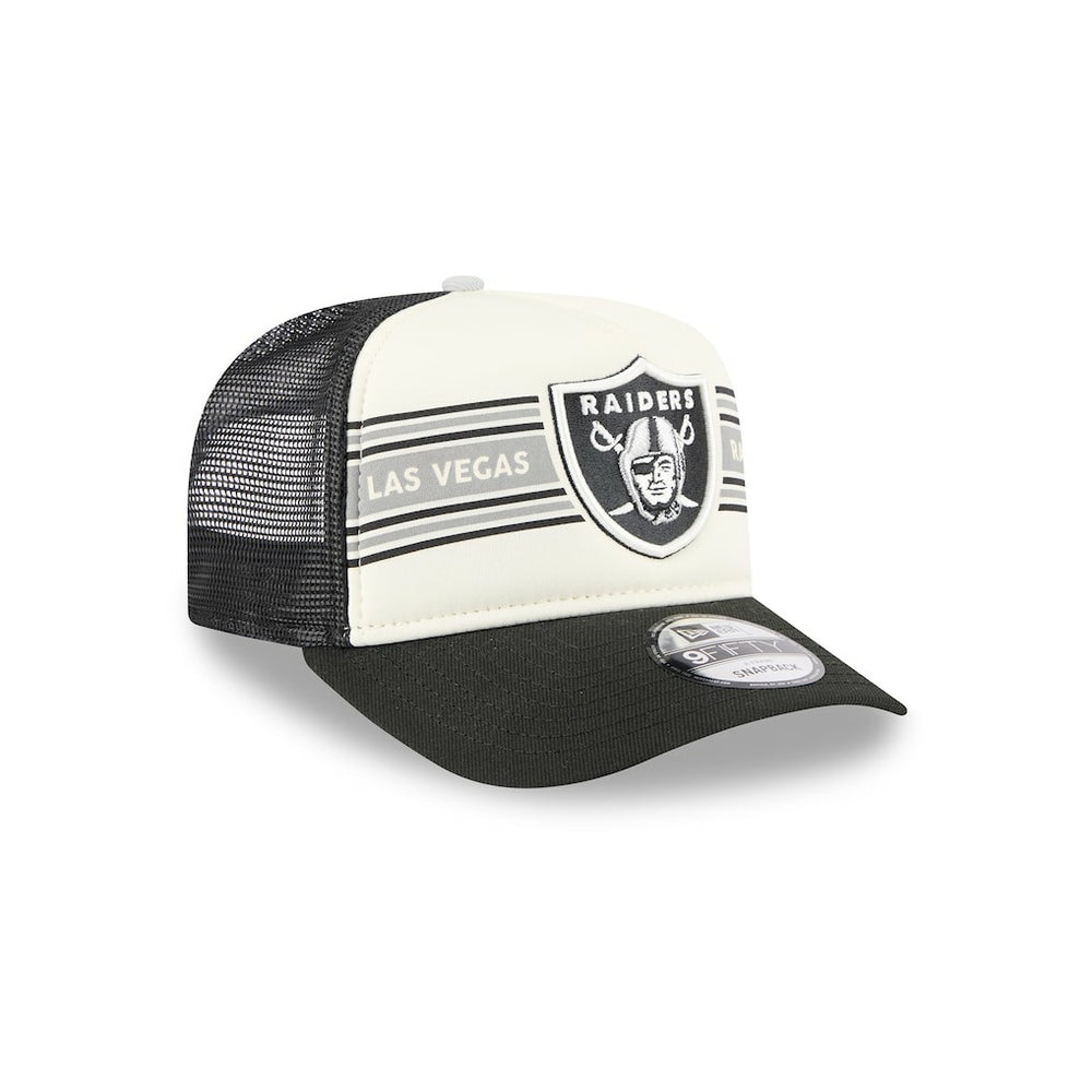 Las Vegas Raiders New Era Banner A-Frame 9FIFTY Trucker Snapback Hat Cream/Black - NFL