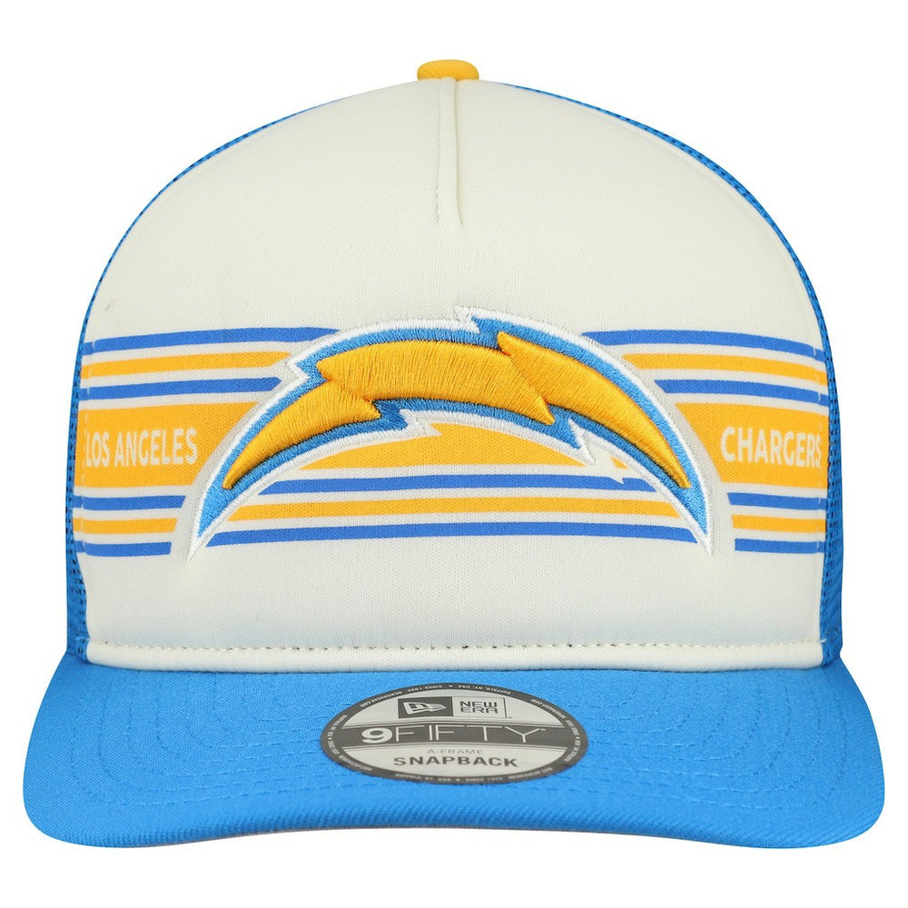 Los Angeles Chargers New Era Banner A-Frame 9FIFTY Snapback Hat Cream/Powder Blue - NFL