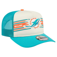 Miami Dolphins New Era Banner A-Frame 9FIFTY Trucker Snapback Hat Cream/Aqua - NFL