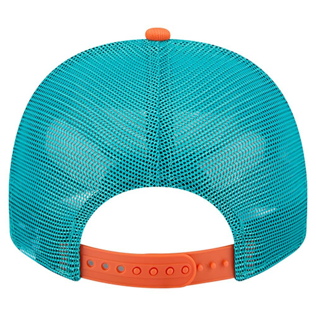 Miami Dolphins New Era Banner A-Frame 9FIFTY Trucker Snapback Hat Cream/Aqua - NFL