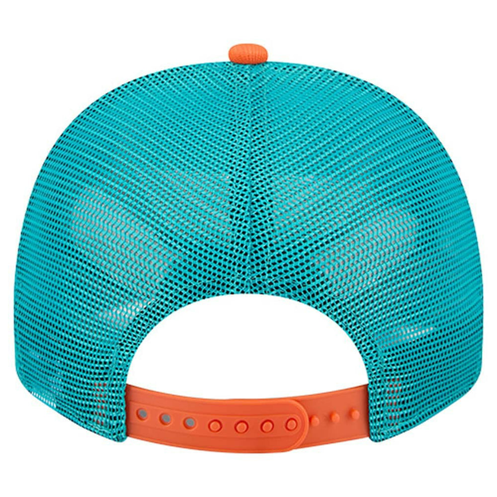 Miami Dolphins New Era Banner A-Frame 9FIFTY Trucker Snapback Hat Cream/Aqua - NFL