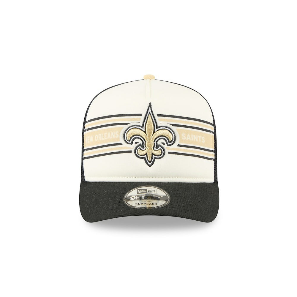 New Orleans Saints New Era Banner A-Frame 9FIFTY Trucker Snapback Hat Cream/Black - NFL
