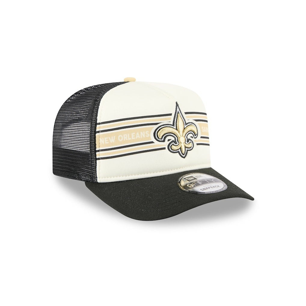 New Orleans Saints New Era Banner A-Frame 9FIFTY Trucker Snapback Hat Cream/Black - NFL